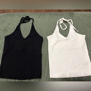 Old Navy Black and White Halter Tank Tops
